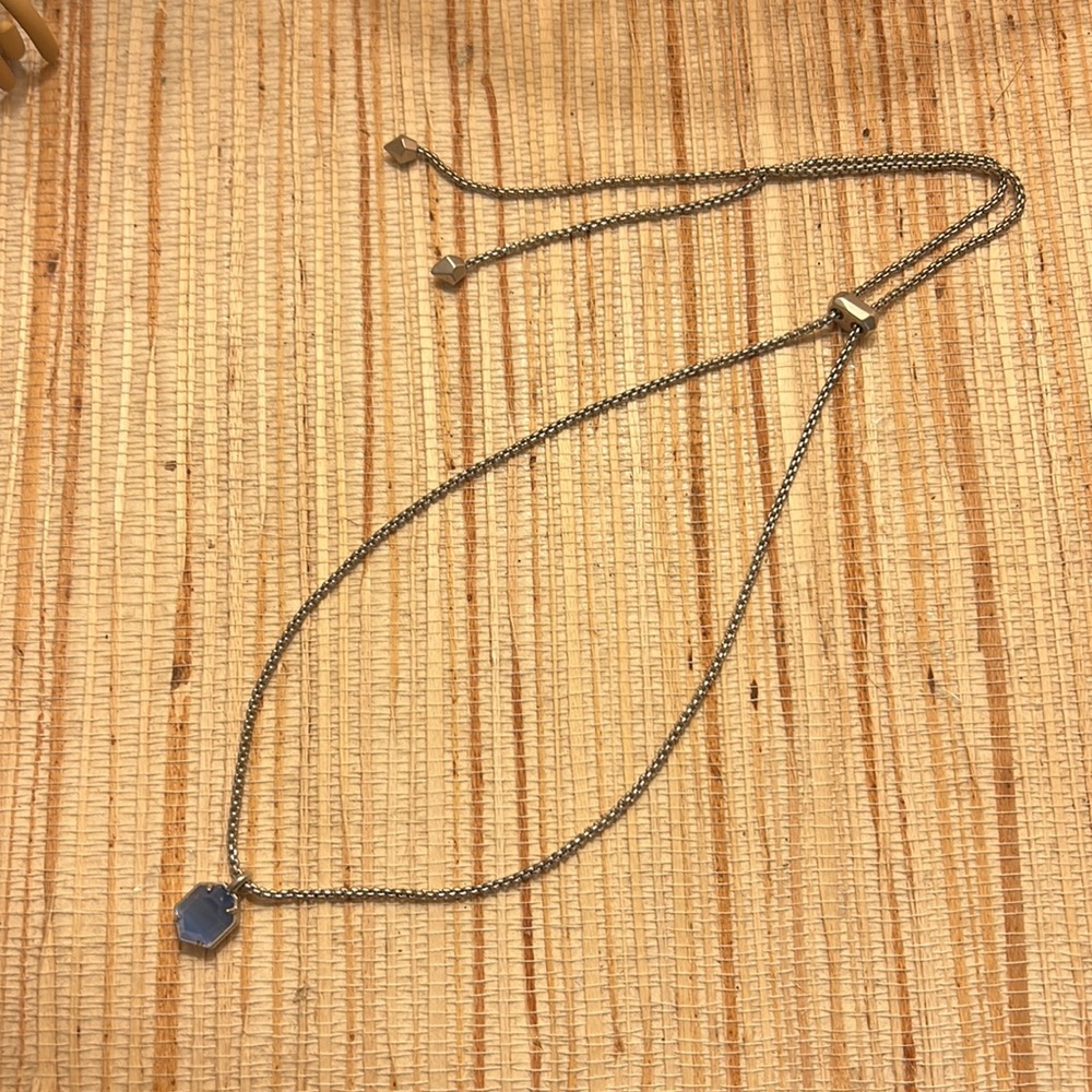 Kendra Scott silver adjustable necklace with blue stone